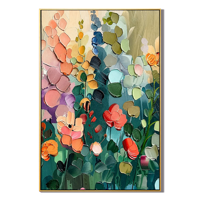"Botanical Daydream" – Colorful Garden Floral Textured Painting