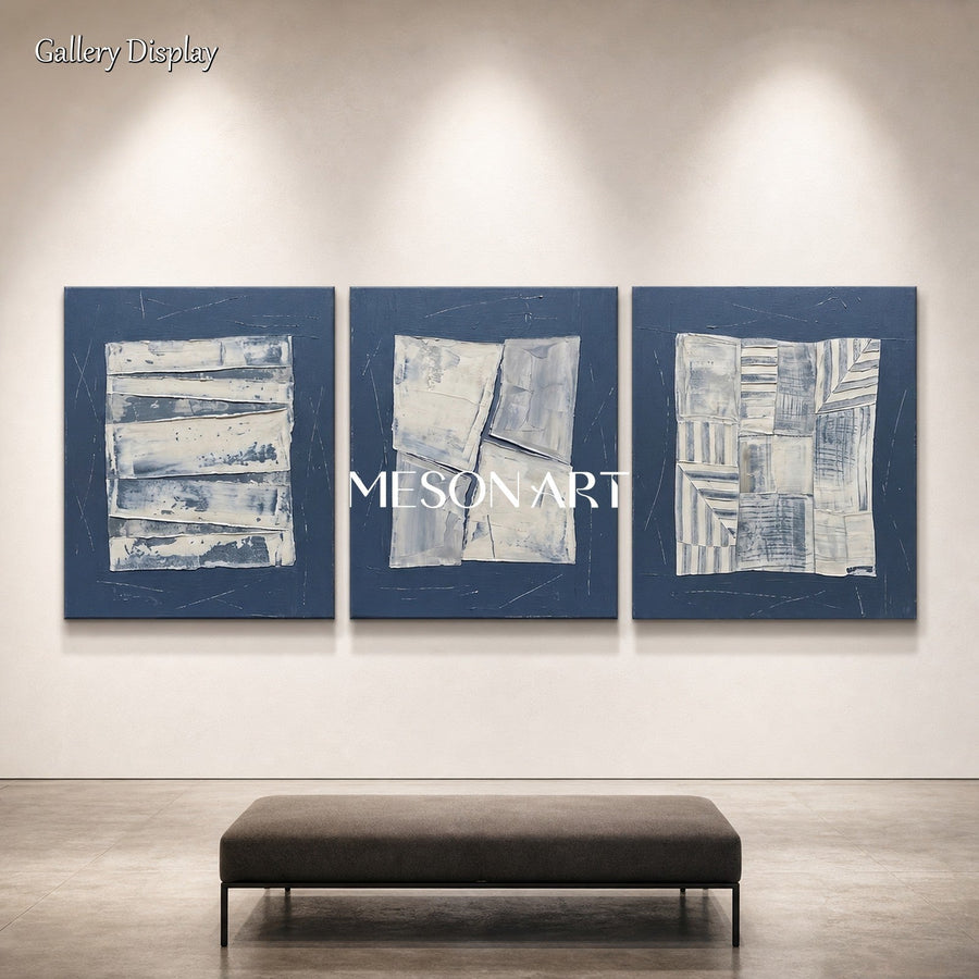 Navy Geometric Triptych #TX680