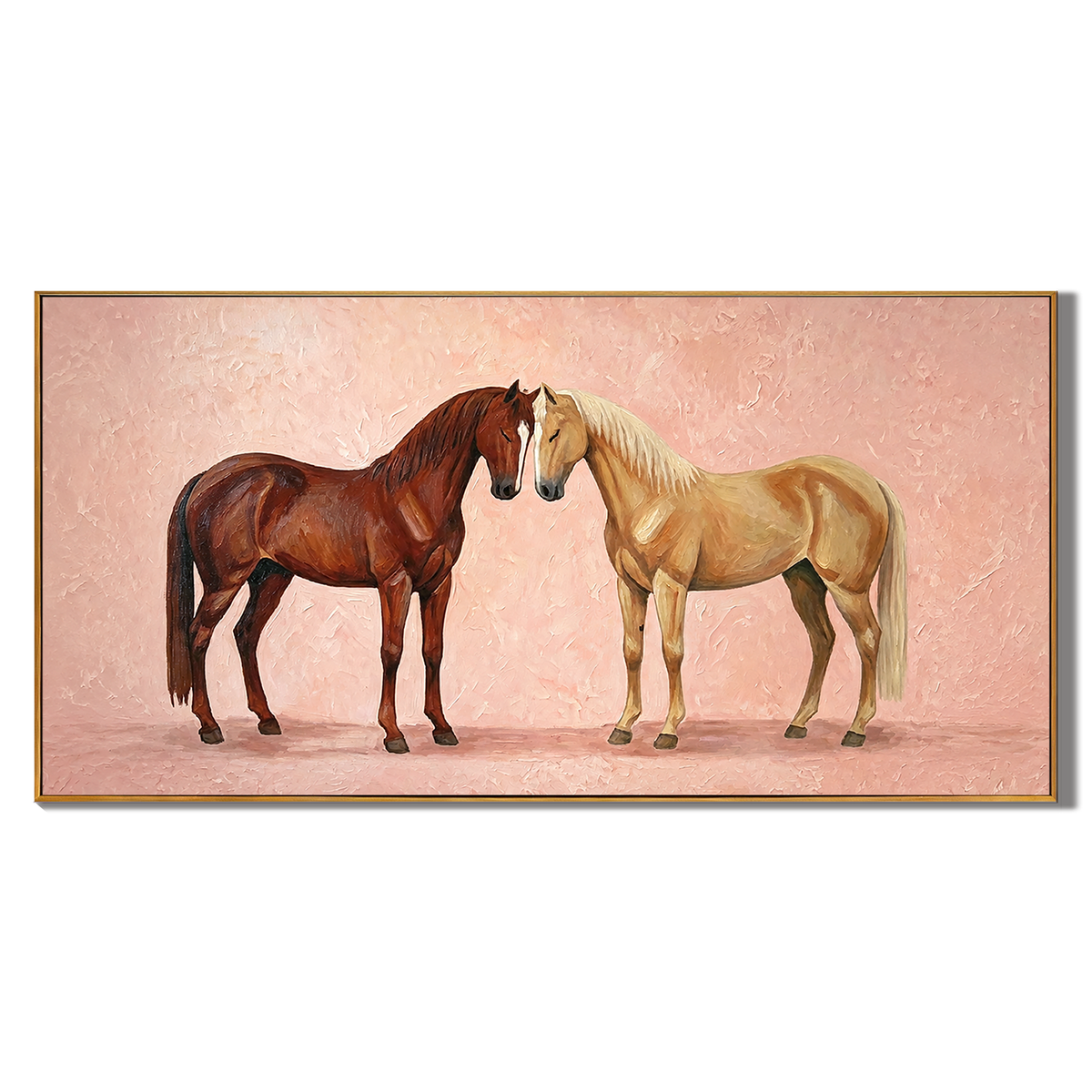 “Tender Companions” – Romantic Horse Couple Oil Painting