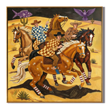 “Desert Riders” – American Western Folk Art Oil Painting