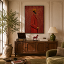 "The Bespoke Gentleman" – Textured Crimson Red Figurative Modern Oil Painting