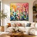 "Blooming Celebration" – Colorful Floral Abstract Textured Painting