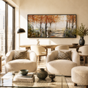"Eternal Golden Hour" – Autumn Birch Forest Texture Impasto Oil Painting
