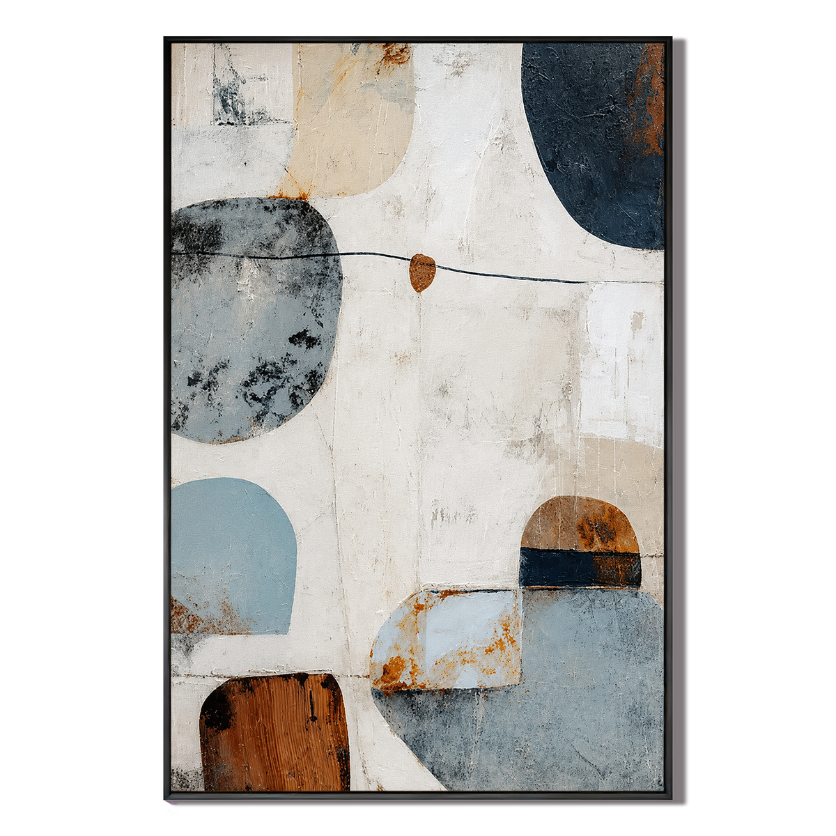 "Balanced Forms" – Blue Rust Geometric Abstract Painting