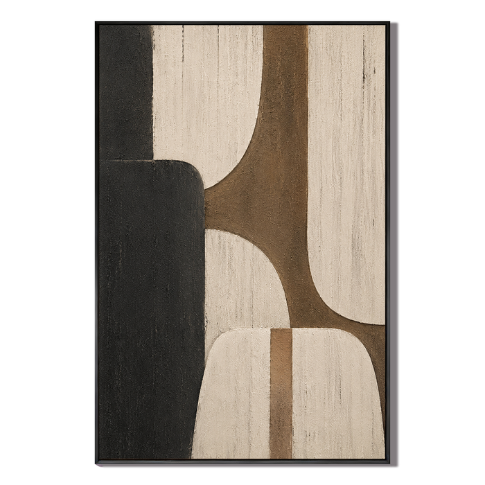 "Silent driftwood" – Wabi-Sabi Earth Tone Geometric Texture Painting