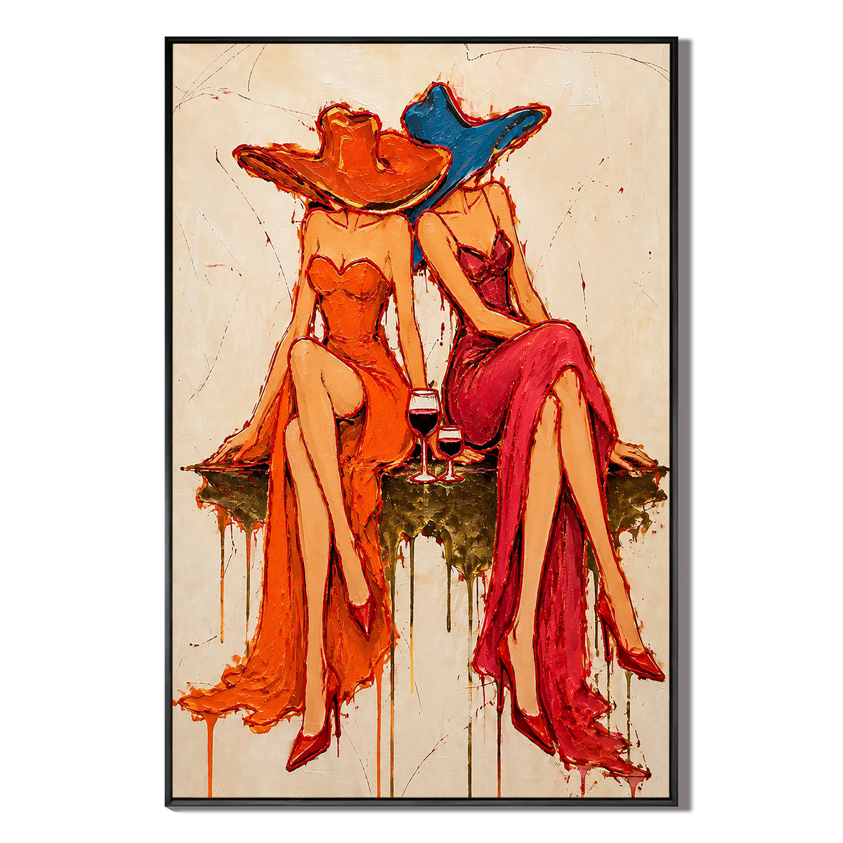 "Golden Hour Soirée" – Textured Modern Expressionist Figural Oil Painting