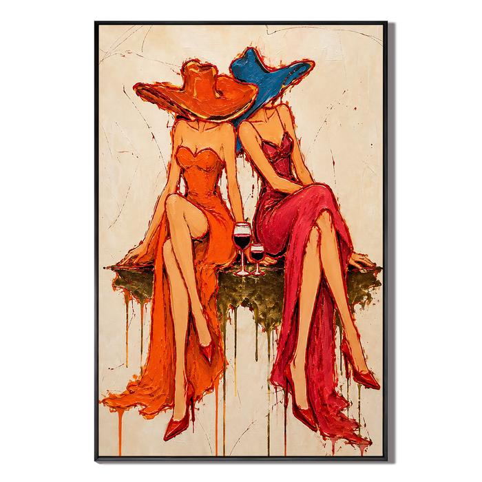 "Golden Hour Soirée" – Textured Modern Expressionist Figural Oil Painting