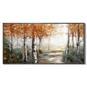 "Eternal Golden Hour" – Autumn Birch Forest Texture Impasto Oil Painting