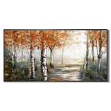 "Eternal Golden Hour" – Autumn Birch Forest Texture Impasto Oil Painting
