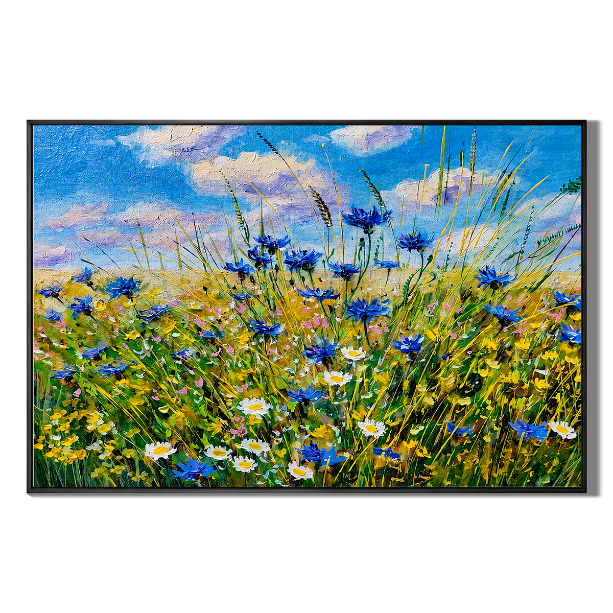 "Summer Breeze" – Impressionist Wildflower Meadow Palette Knife Impasto Oil Painting
