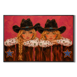 "Desert Duo" – Textured Hot Pink Cowgirl Duo Impasto Oil Painting