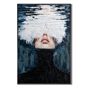 "Veiled Solitude" – Modern Impasto Monochrome Figurative Oil Painting