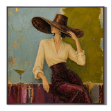 "Twilight Martini" – Vintage Chic Figurative Palette Knife Oil Painting