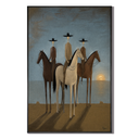 "Twilight Sentinels" – Naïve-Surrealist Three Horsemen Ocean Oil Painting