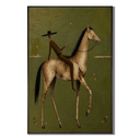 "The Quiet Wanderer" – Textured Modern Olive Green Equestrian Oil Painting