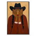 "The Prairie Reverie" – Textured Terracotta Modern Cowgirl Portrait Oil Painting