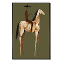 "Desert Solitude" – Elongated Western Rider Textured Olive Canvas Art