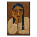 "The Quiet Thinker" – Textured Modern Blue & Earth Tone Portrait Oil Painting