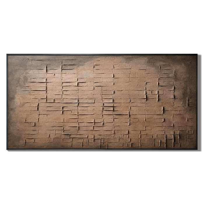 "Strata of Memory" – Wabi-Sabi Earth Tone Horizontal Heavy Textured Painting