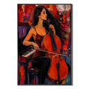 "Melody of the Heart" – Fire & Scarlet Heavy Impasto Cello Player Painting