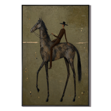 "Midnight Trot" – Minimalist Elongated Equestrian Oil Painting on Canvas