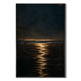 "Luminous Abyss" – Textured Midnight Seascape Gold Black Oil Painting