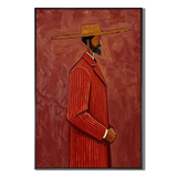 "The Bespoke Gentleman" – Textured Crimson Red Figurative Modern Oil Painting