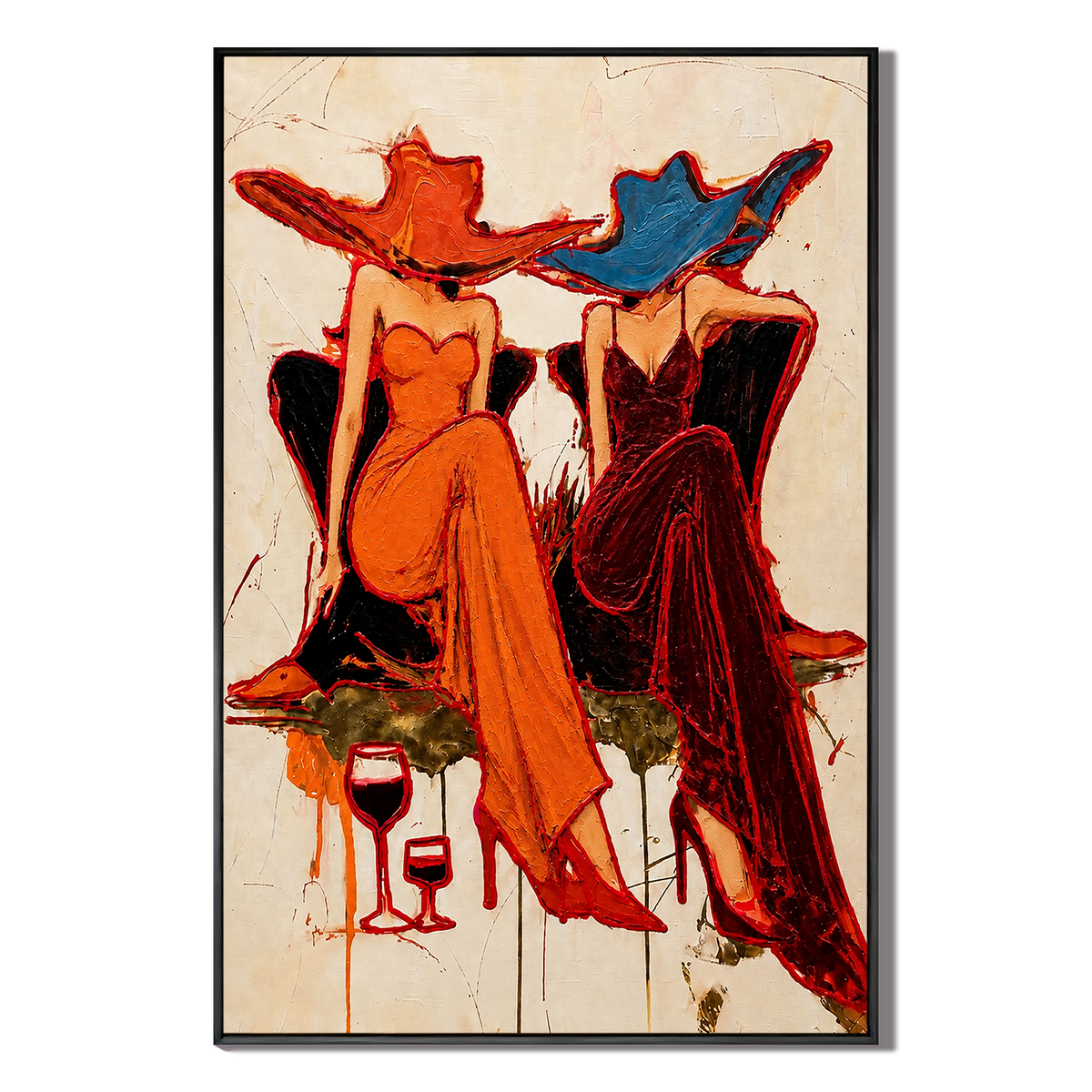 "Vibrant Rhapsody" – Textured Expressionist Fashion Portrait with Wine