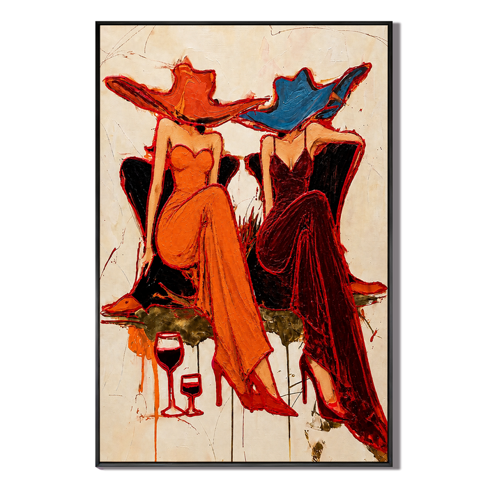 "Vibrant Rhapsody" – Textured Expressionist Fashion Portrait with Wine