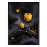 "Celestial Dunes" – Modern Luxe Black and Gold Foil Abstract Acrylic Painting