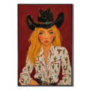 "Desert Siren" – Modern Western Cowgirl Crimson Impasto Oil Painting