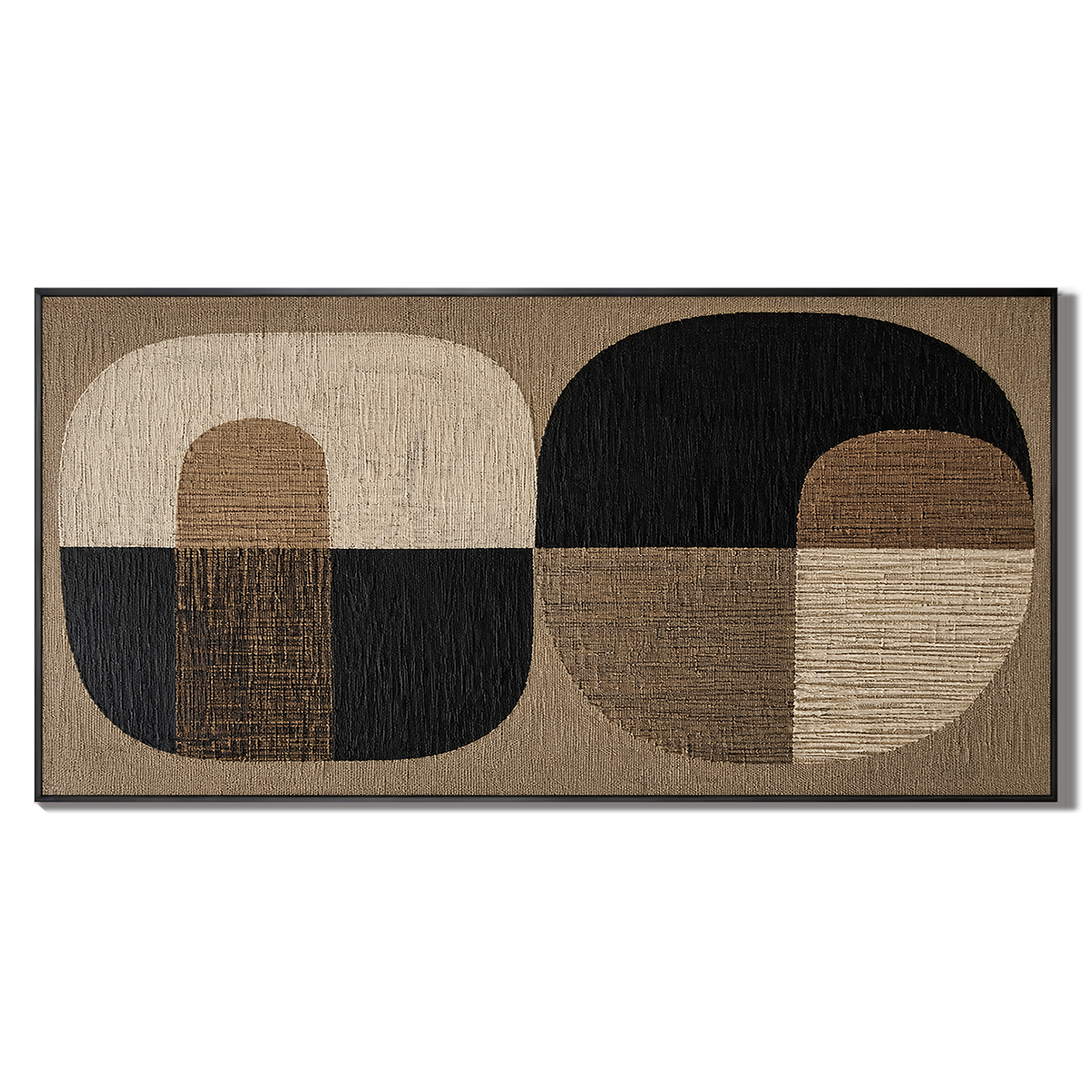 "Harmonious Duality" – Wabi-Sabi Earth Tone Horizontal Abstract Acrylic Painting