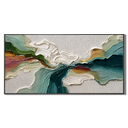 “Tidal Reverie” – Textured Teal Abstract Landscape Oil Painting
