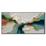 “Tidal Reverie” – Textured Teal Abstract Landscape Oil Painting