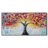 "Kaleidoscope of Life" – Colorful Tree of Life Palette Knife Impasto Painting