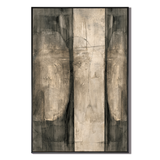 "Monolithic Echo" – Wabi-Sabi Textured Taupe Grey Abstract Oil Painting