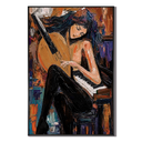 "Midnight Sonata" – Modern Figurative Musician Amber Impasto Oil Painting