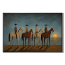 "Mysterious Night Traveling Team" – Naïve-Surrealist Four Horsemen Atmospheric Painting