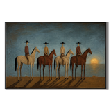"Mysterious Night Traveling Team" – Naïve-Surrealist Four Horsemen Atmospheric Painting