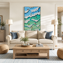 “Surfing the Summer Tide” – Coastal Surfer Impasto Oil Painting