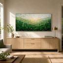 “Valley of Morning Light” – Green Mosaic Landscape Impasto Oil Painting
