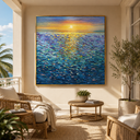 "Morning Tide" – Ocean Sunrise Textured Oil Painting