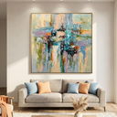 "Urban Daydream" – Colorful Cityscape Textured Abstract Painting