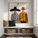 “Ranchside Brothers” – Vintage Western Cowboy Textured Oil Painting