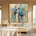 "Urban Daydream" – Colorful Cityscape Textured Abstract Painting