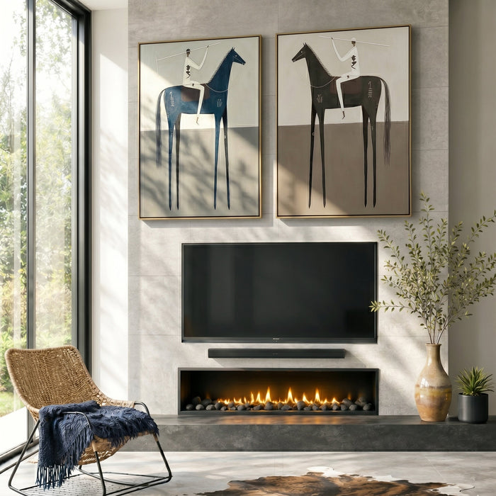 “Silent Riders” – Minimalist Equestrian Oil Painting Set