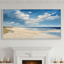 “Coastal Serenity” – Blue Sky Beach Landscape Oil Painting