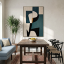 "Modern Muse" – Teal Black Geometric Figure Abstract Painting