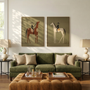 “Prairie Pilgrims” – Primitive Equestrian Oil Painting Set