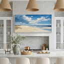 “Coastal Serenity” – Blue Sky Beach Landscape Oil Painting
